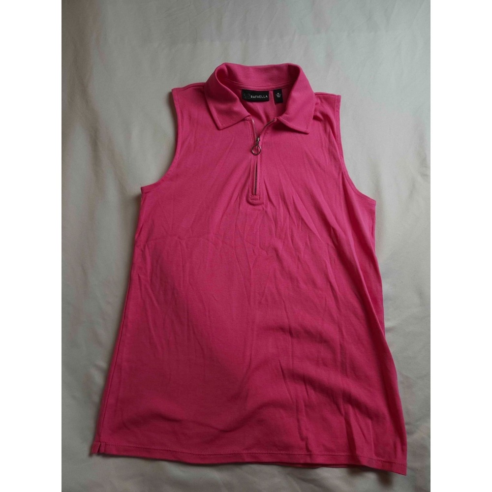 Rafaella Polo Shirt Womens XS Pink Quarter Zip Sleeveless Athleisure Golf Tennis